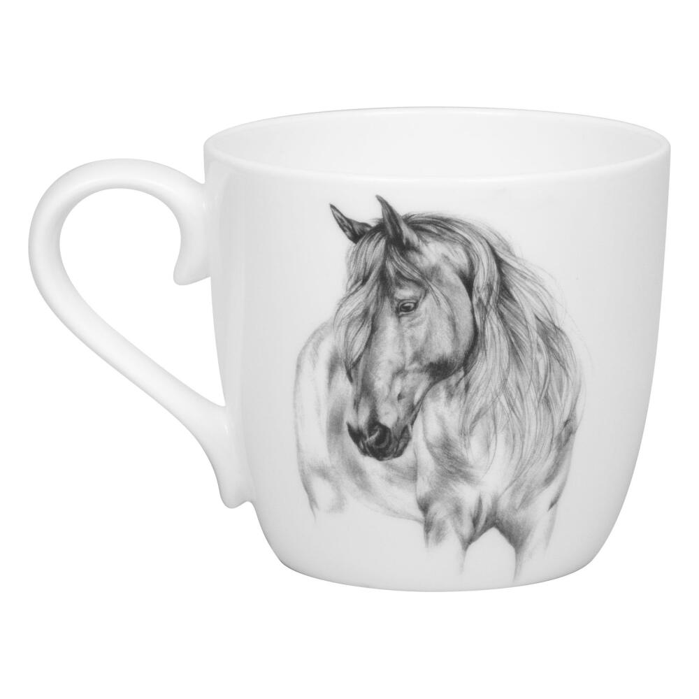 Könitz Becher Amazing Animals Pferd, Tasse, Kaffeetasse, Bone China, Schwarz, 425 ml, 1120572864