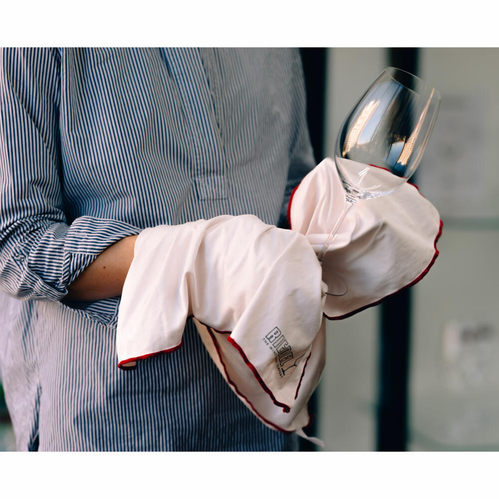 Riedel Mikrofaser-Poliertuch, Glaspflege-Tuch, Mikrofaser, Weiß, Rot, 50 x 64 cm, 0010/07