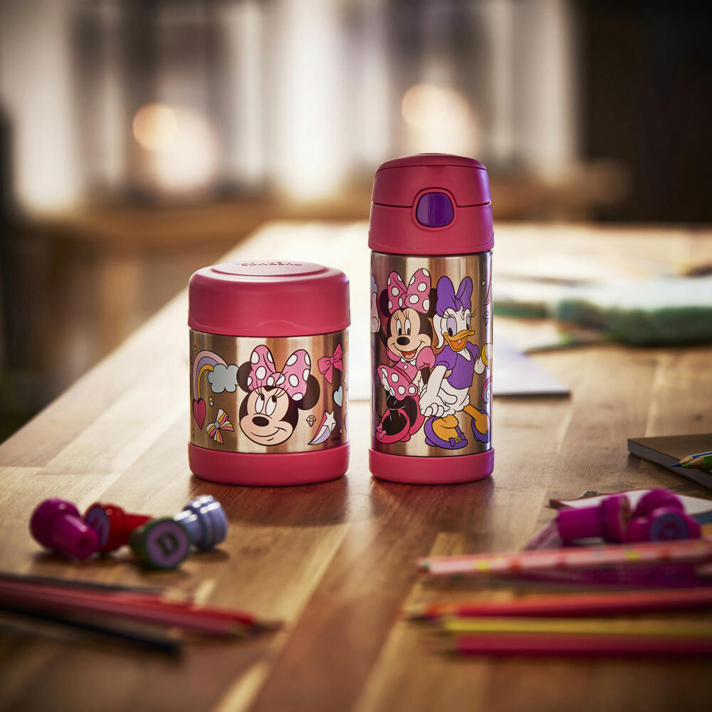 THERMOS kids Isolier-Trinkflasche FUNTAINER STRAW BOTTLE DISNEY Minnie, Thermosflasche, Flasche, Edelstahl, 350 ml, 4113412035