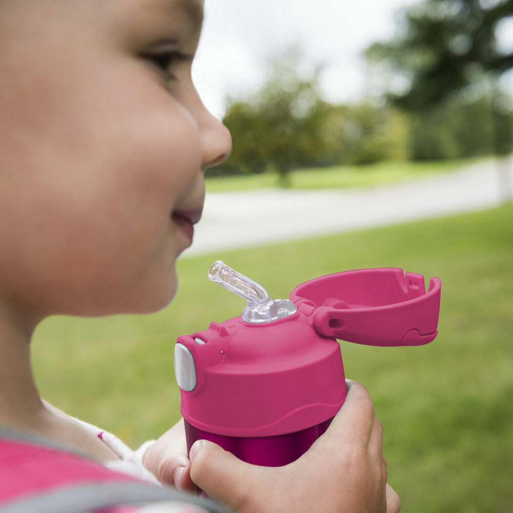 THERMOS kids Isolier-Trinkflasche FUNTAINER STRAW BOTTLE, Thermosflasche, Flasche, Edelstahl, Pink, 350 ml, 4113372035
