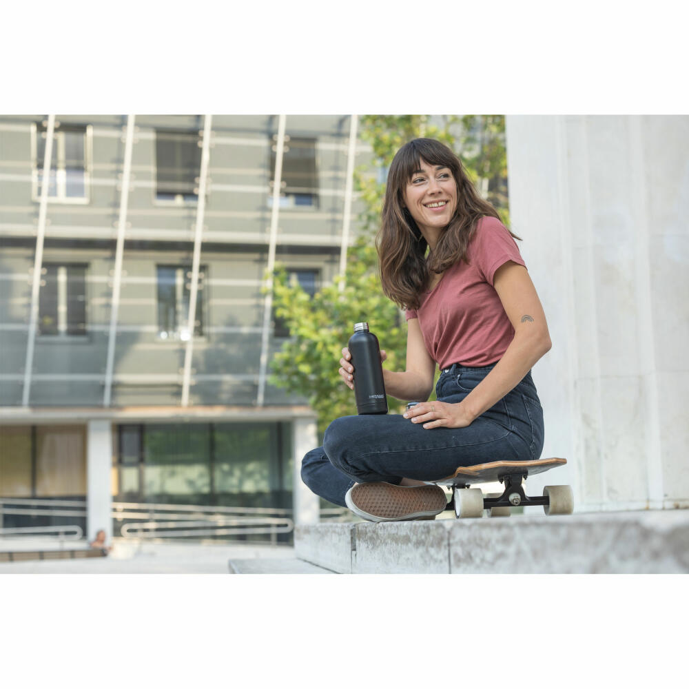 THERMOS Isolier-Trinkflasche TC DAILY BOTTLE, Thermosflasche, Isoflasche, Flasche, Edelstahl, Black Mat, 500 ml, 4200232050