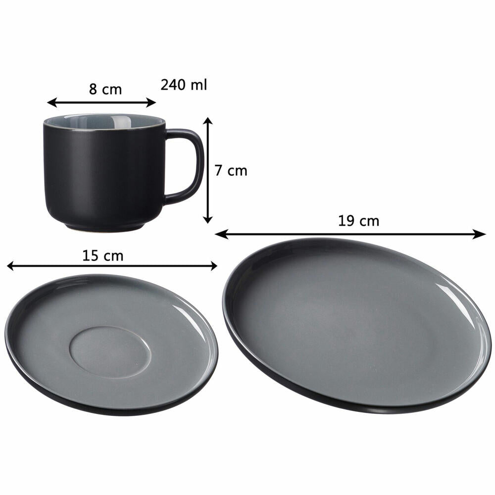 Ritzenhoff & Breker Jasper coffee service, 12-piece, tableware set, coffee service, stoneware, black, 316605