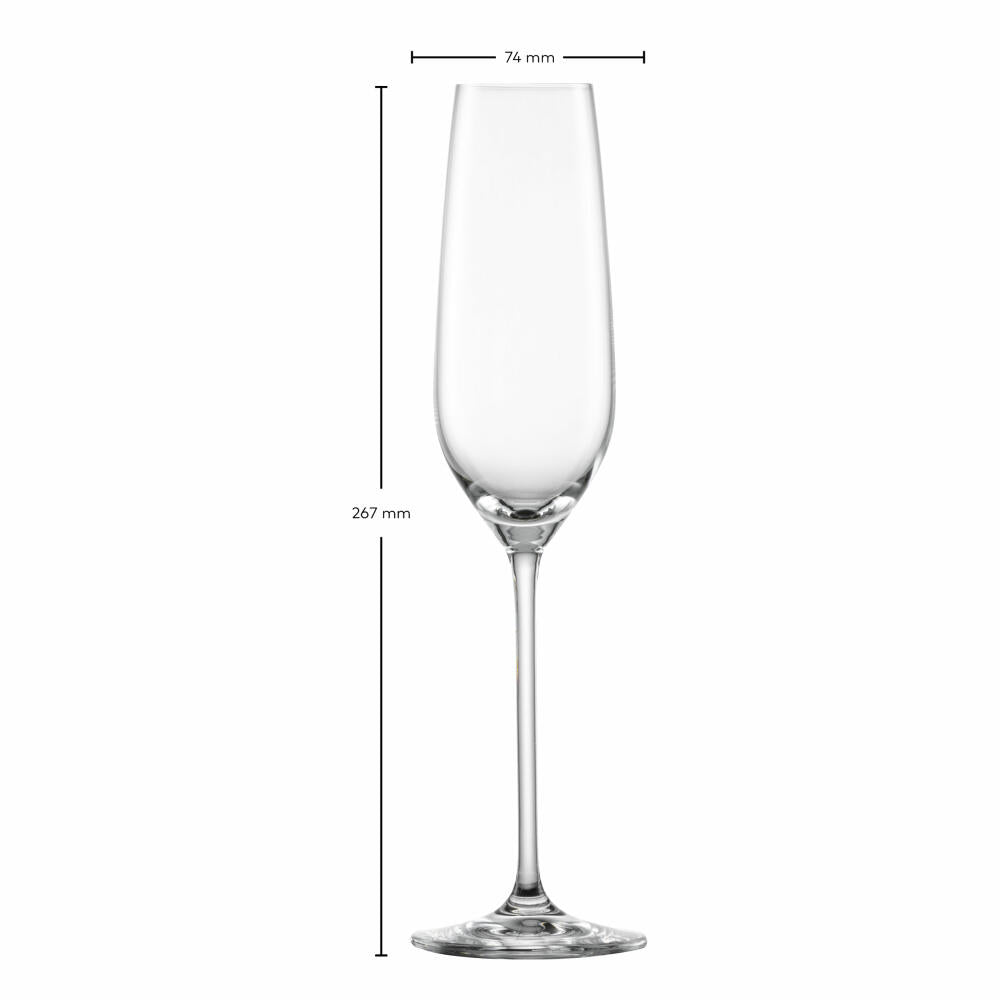 Schott Zwiesel Sektglas Fortissimo 4er Set mit Moussierpunkt, Kristallglas, Transparent, 240 ml, 123686
