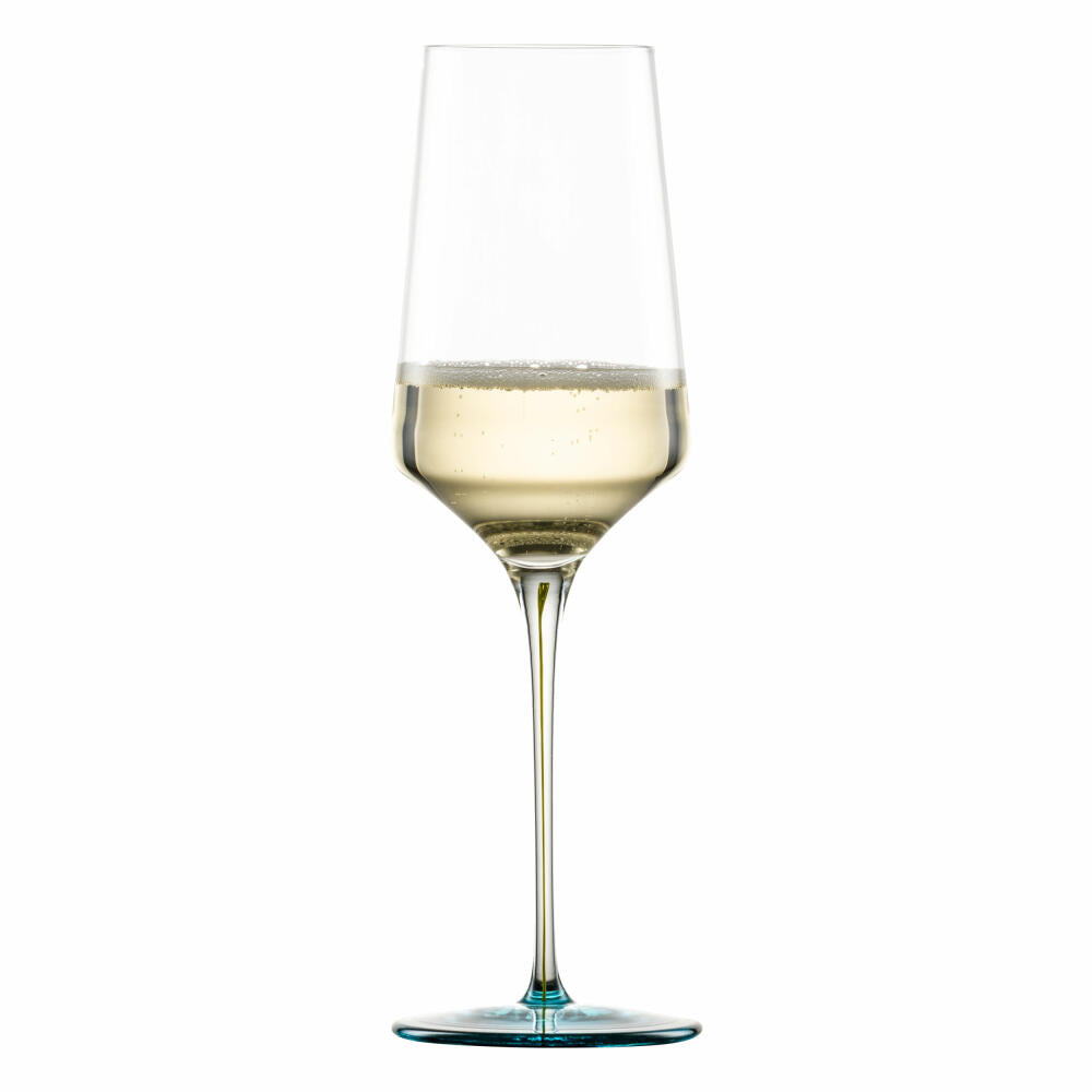 Zwiesel Glas Handmade Sparkling Wine Glass Ink with Effervescence Point, Crystal Glass, Emerald Green, 400 ml, 123411