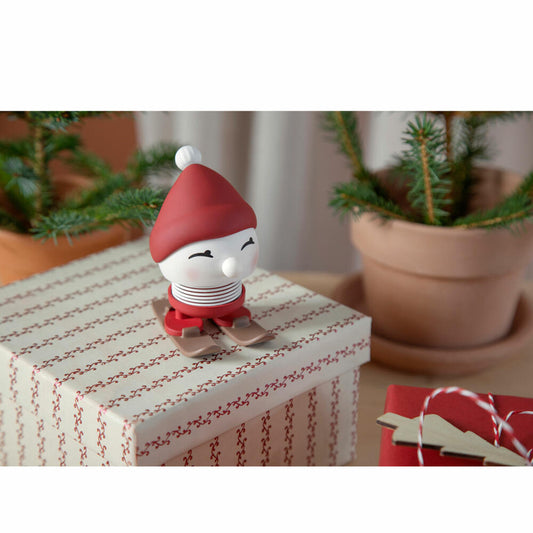 Hoptimist decorative figure Skiing Bimble S Berry, wobbling figure, ABS plastic, steel, red, 7.2 cm, 29566