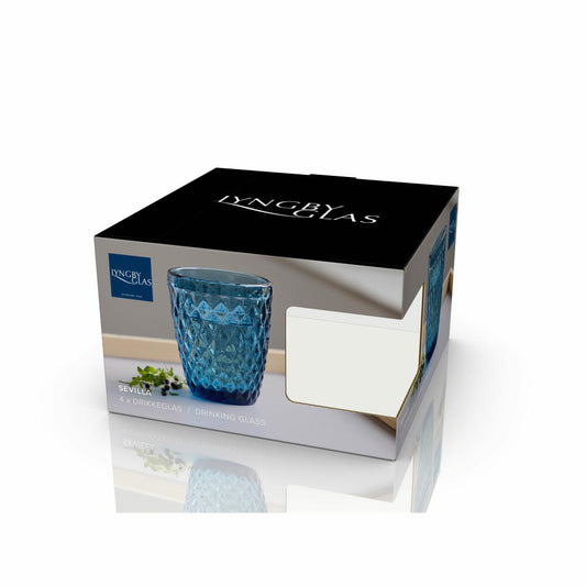 Lyngby Glas Trinkglas Sevilla 4er Set, Becher, Wassergläser, Glas, Blau, 250 ml, 34249