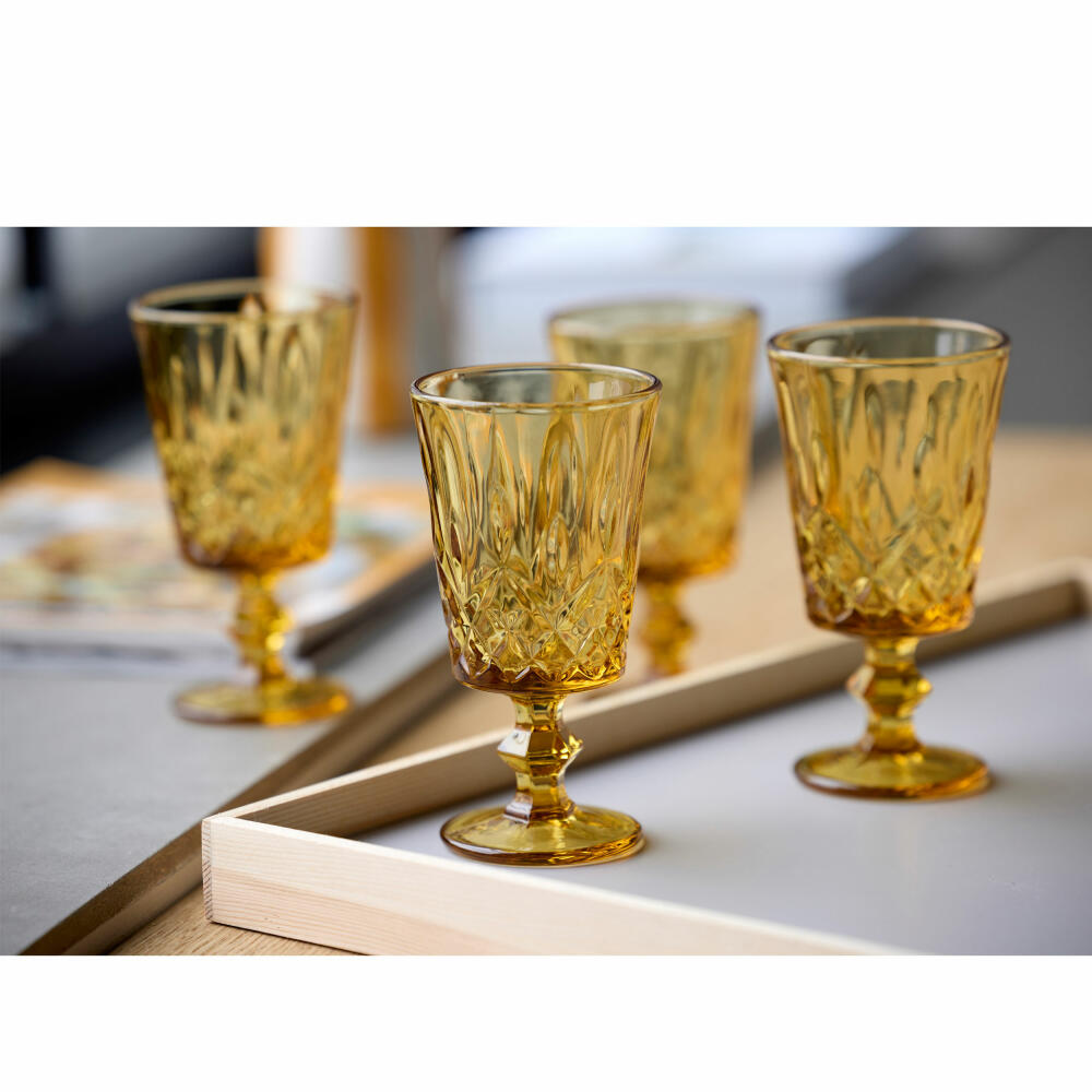 Lyngby Glas Weinglas Sorrento Amber 4er Set, Kelchgläser, Glas, Braun, 290 ml, 32366