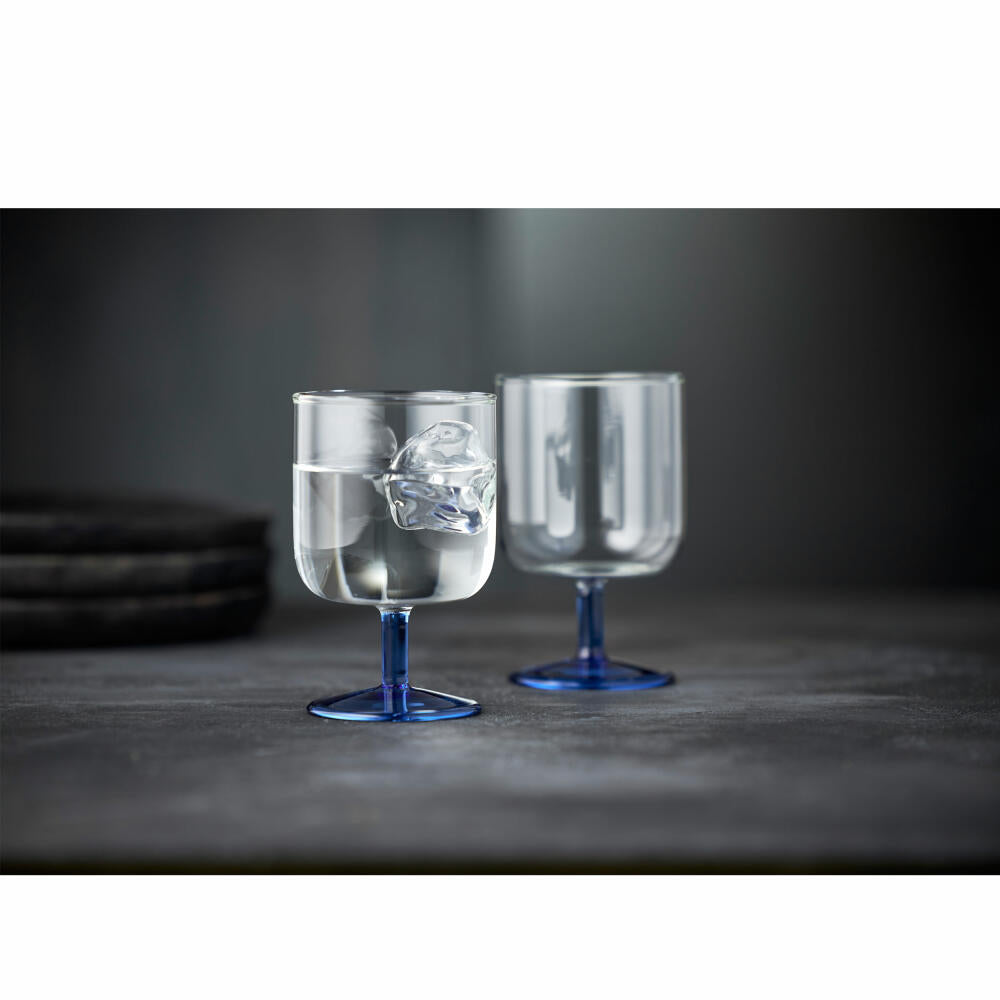 Lyngby Glas Weinglas Torino 2er Set, Stielgläser, Glas, Klar, Blau, 300 ml, 30203