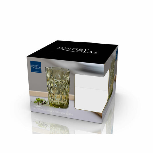 Lyngby Glas Highball-Glas Sevilla 4er Set, Longdrinkgläser, Glas, Grün, 340 ml, 34253