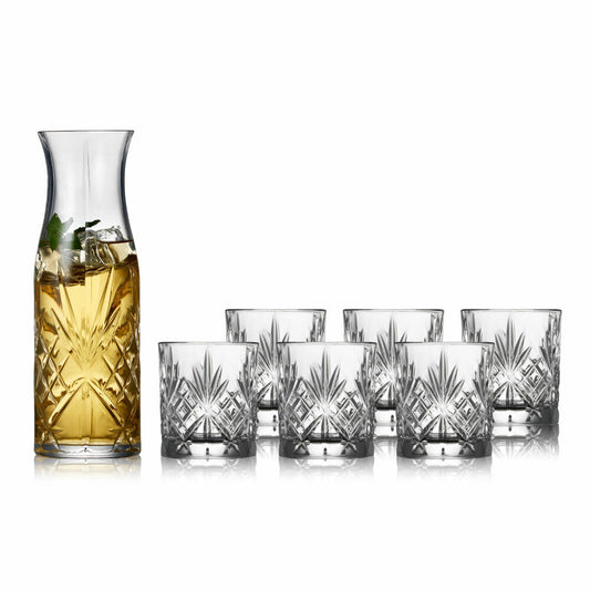 Lyngby Glas Karaffen-Set Melodia 7-tlg., Karaffe mit 6 Gläsern, Kristallglas, Klar, 10508