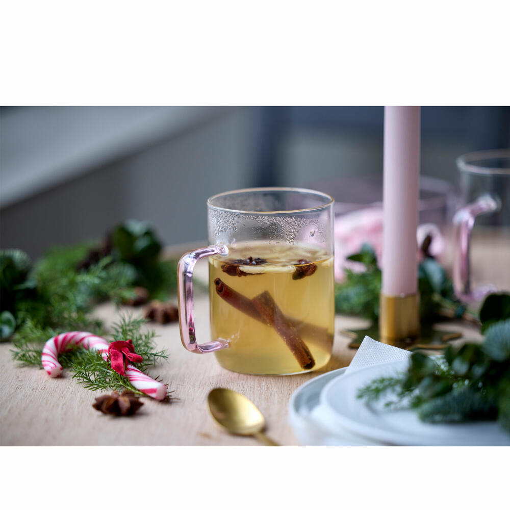 Lyngby Glas Glasbecher Torino 2er Set, Henkelbecher, Glas, Pink, 400 ml, 32769