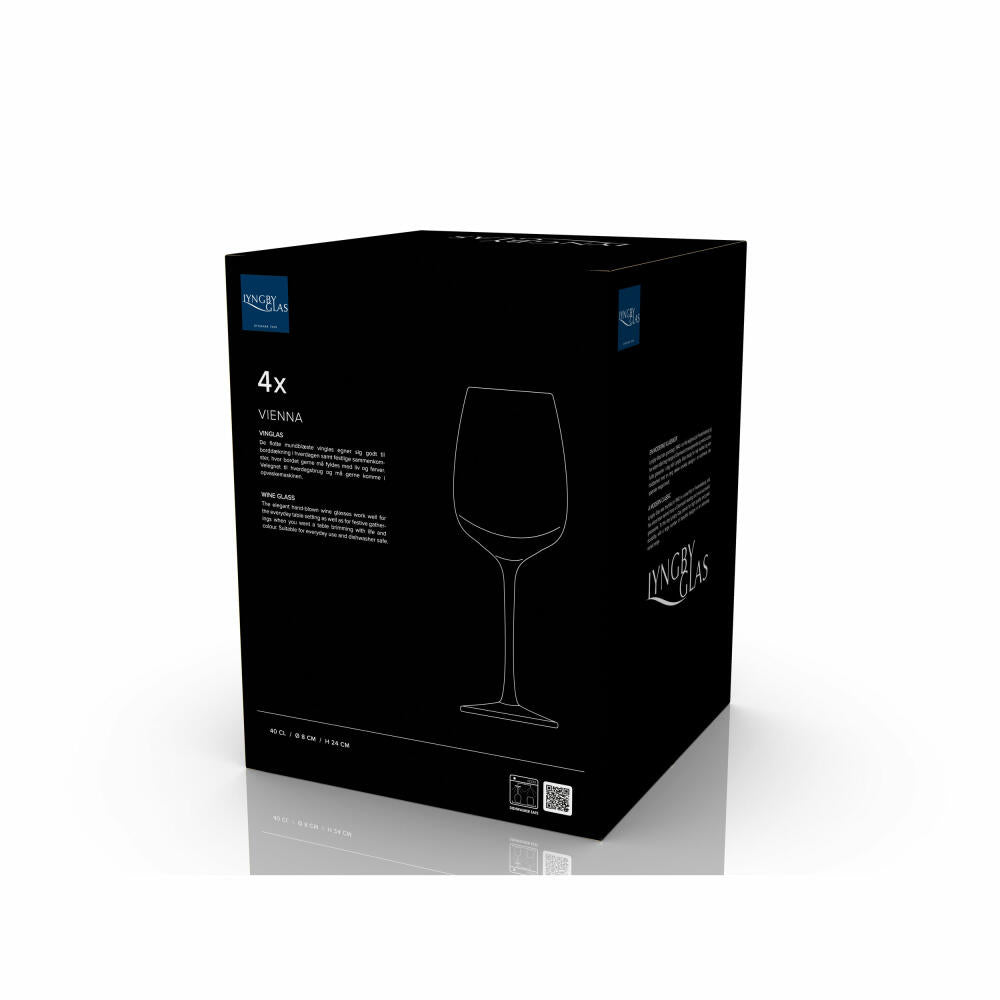 Lyngby Glas Weinglas Vienna 4er Set, Stielgläser, Glas, Blau, 530 ml, 31726