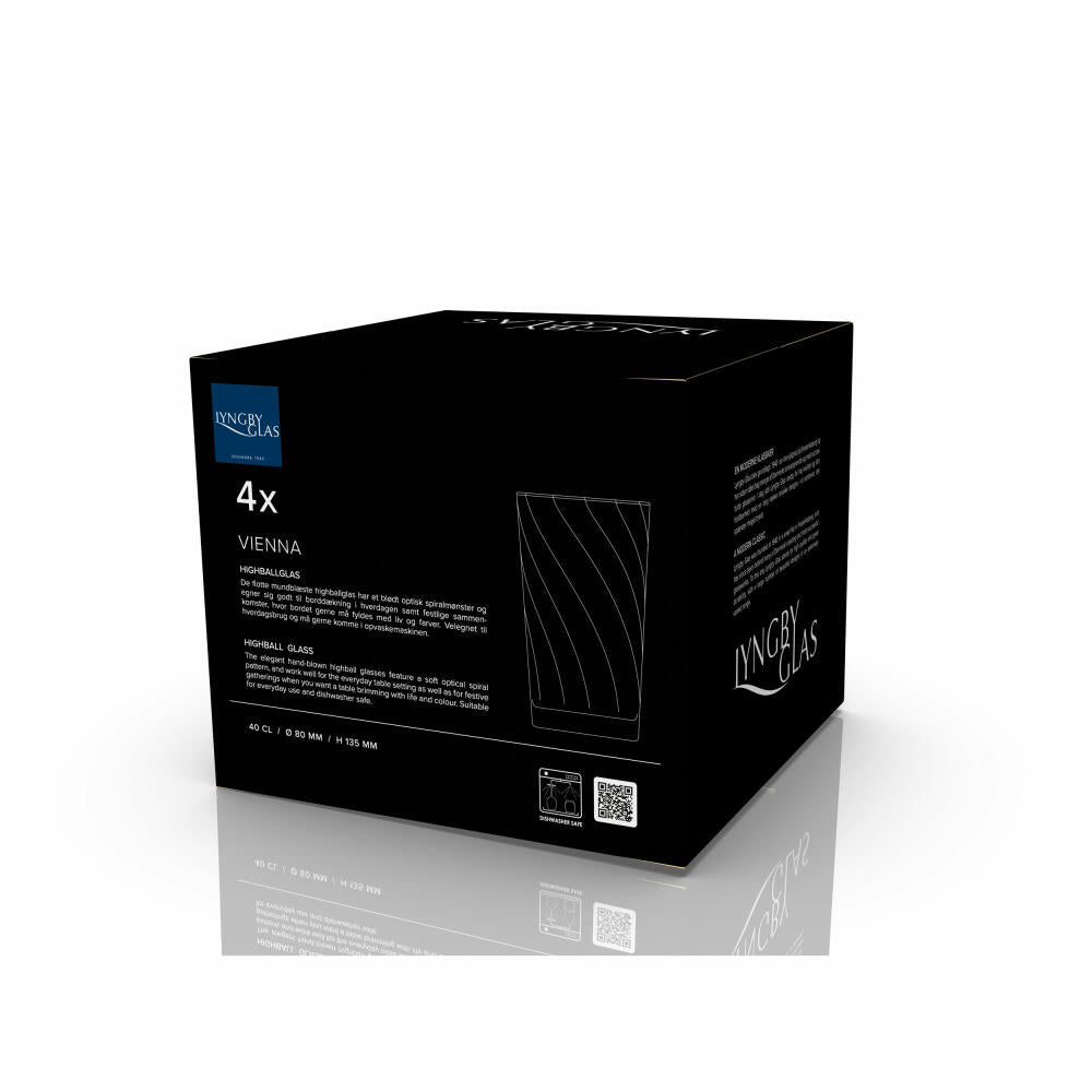 Lyngby Glas Highball-Glas Vienna Purple 4er Set, Longdrinkgläser, Glas, Lila, 450 ml, 31723