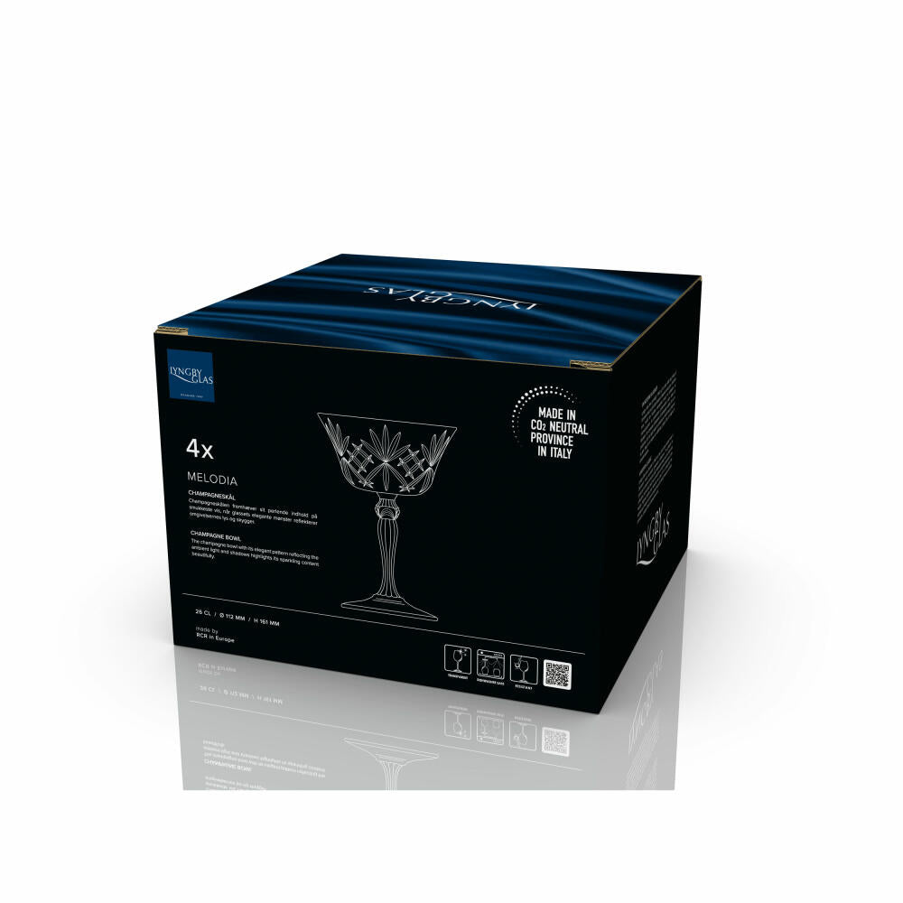Lyngby Glas Champagner-Schale Melodia 4er Set, Kristallglas, Transparent, 260 ml, 33655