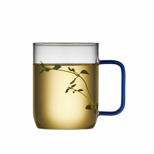 Lyngby Glas Glasbecher Torino 2er Set, Henkelbecher, Glas, Blau, 400 ml, 32767