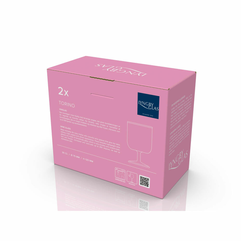 Lyngby Glas Weinglas Torino 2er Set, zweifarbig, Glas, Pink, Grün, 300 ml, 30205