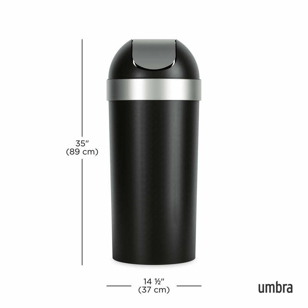 Umbra Swing Lid Trash can Venti, PP plastic, black, nickel, 72 L, 1022664-047