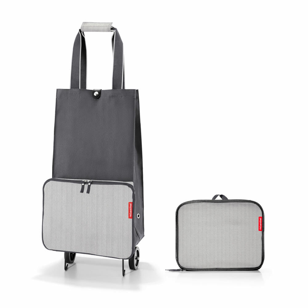 reisenthel foldabletrolley, foldable shopping trolley, shopping bag, Herringbone Grey, 30 L, HK7074