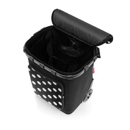 reisenthel carrycruiser plus, shopping trolley with thermal compartment, shopping basket, polyester fabric, Frame Dots White, 46 L, OF7072