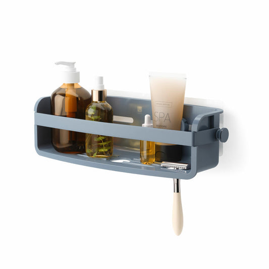 Umbra Flex Shower Shelf for Adhesive, Shower Shelf, Plastic, Slate Blue, 1021300-1050