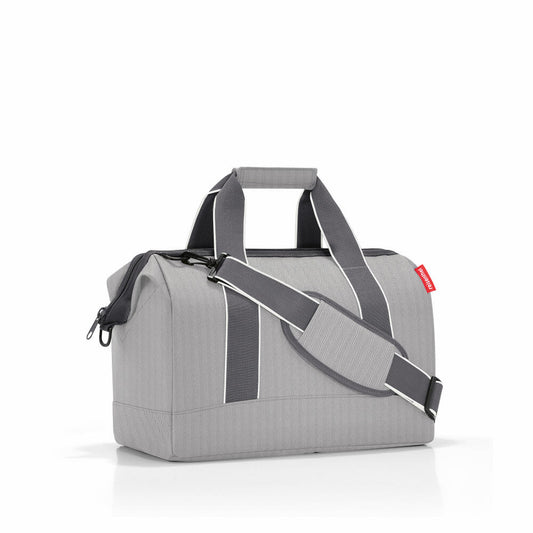 reisenthel allrounder M, travel bag, sports bag, doctor's bag, bag, polyester fabric, Herringbone Grey, 18 L, MS7074
