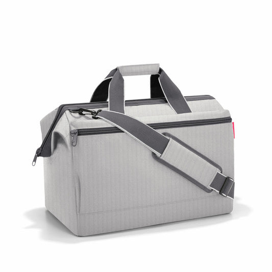 reisenthel allrounder L pocket, travel bag, sports bag, doctor's bag, bag, polyester fabric, Herringbone Grey, 32 L, MK7074