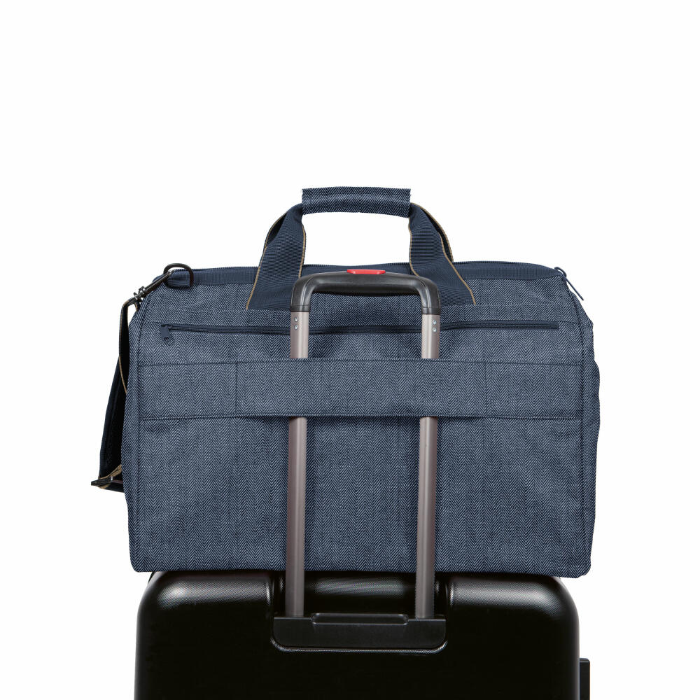 reisenthel allrounder L pocket, travel bag, sports bag, doctor's bag, bag, polyester fabric, Herringbone Dark Blue, 32 L, MK4113
