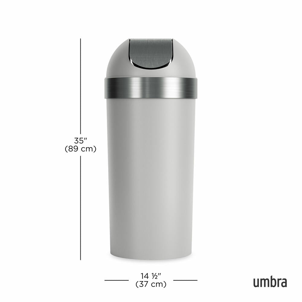 Umbra Swing Lid Trash can Venti, PP plastic, grey, nickel, 72 L, 1022664-1188