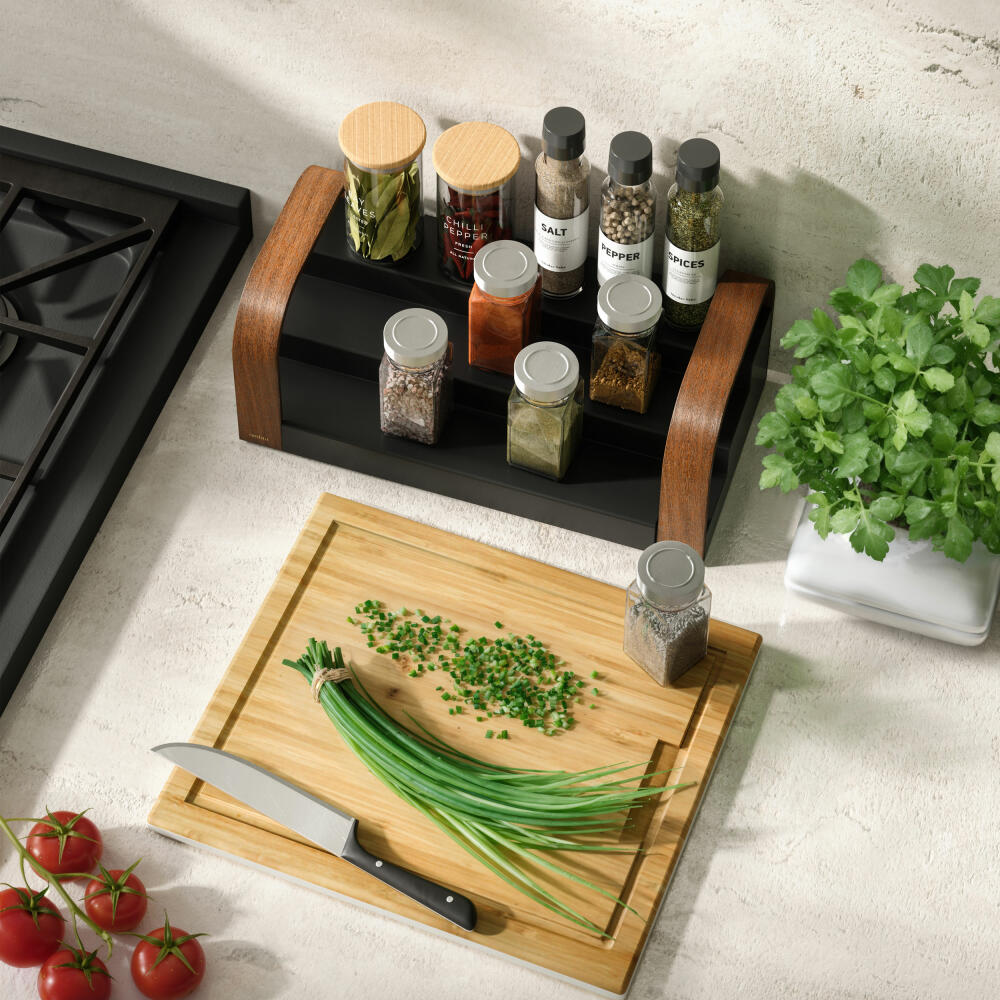 Umbra Bellwood spice rack, extendable, 3-tier, plastic, wood, black, walnut, 30-61 cm, 1019934-048