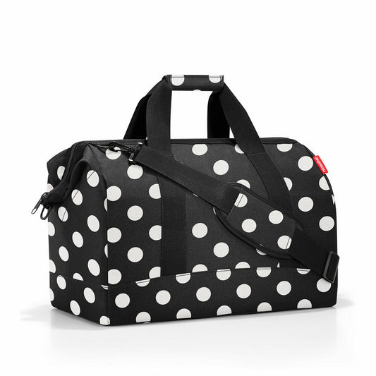 reisenthel allrounder L, travel bag, sports bag, doctor's bag, bag, polyester fabric, Dots White, 30 L, MT7073