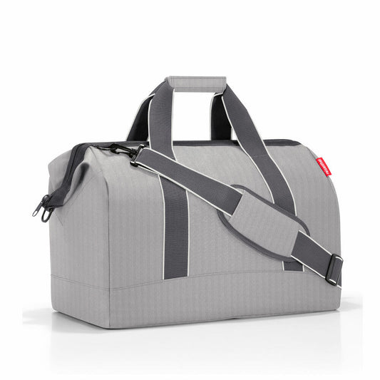 reisenthel allrounder L, travel bag, sports bag, doctor's bag, bag, polyester fabric, Herringbone Grey, 30 L, MT7074