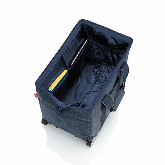 reisenthel allrounder trolley, travel bag, rolling suitcase, suitcase, doctor's bag, polyester fabric, Herringbone Dark Blue, 30 L, MP4113