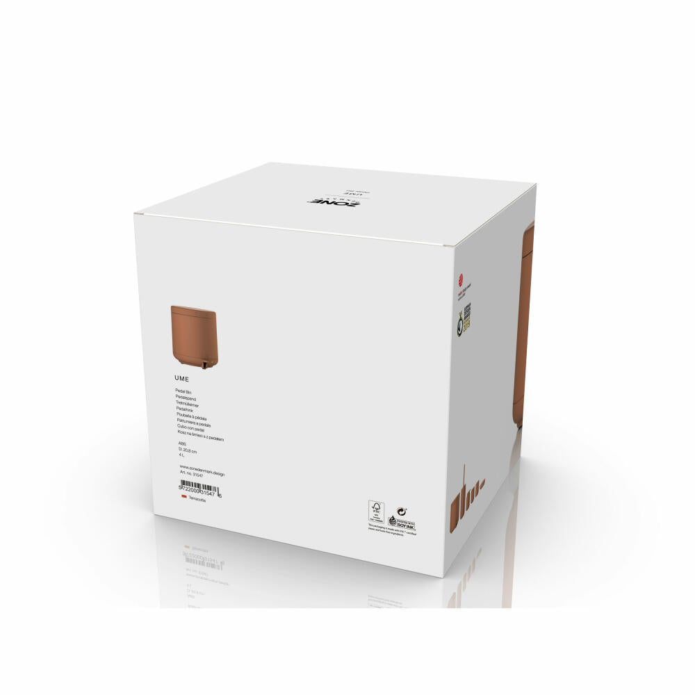 Zone Denmark Pedal Bin Ume Terracotta, Waste Bin, ABS Plastic, Red, 4 L, 31547