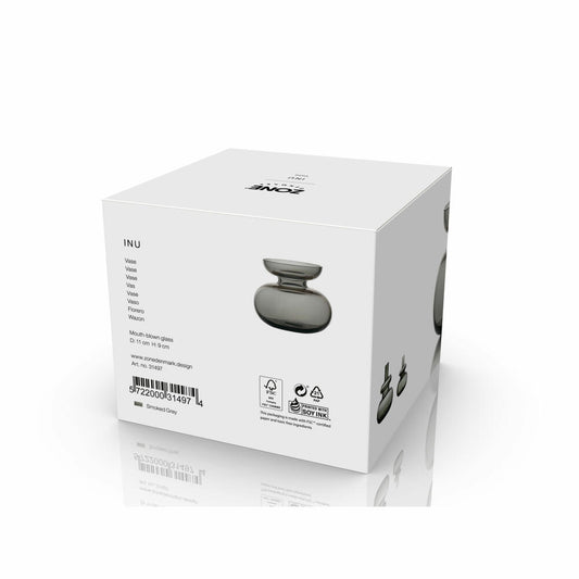 Zone Denmark Vase Inu Smoked Grey, Blumenvase, Dekovase, Glas, Grau, 11 x 9 cm, 31497