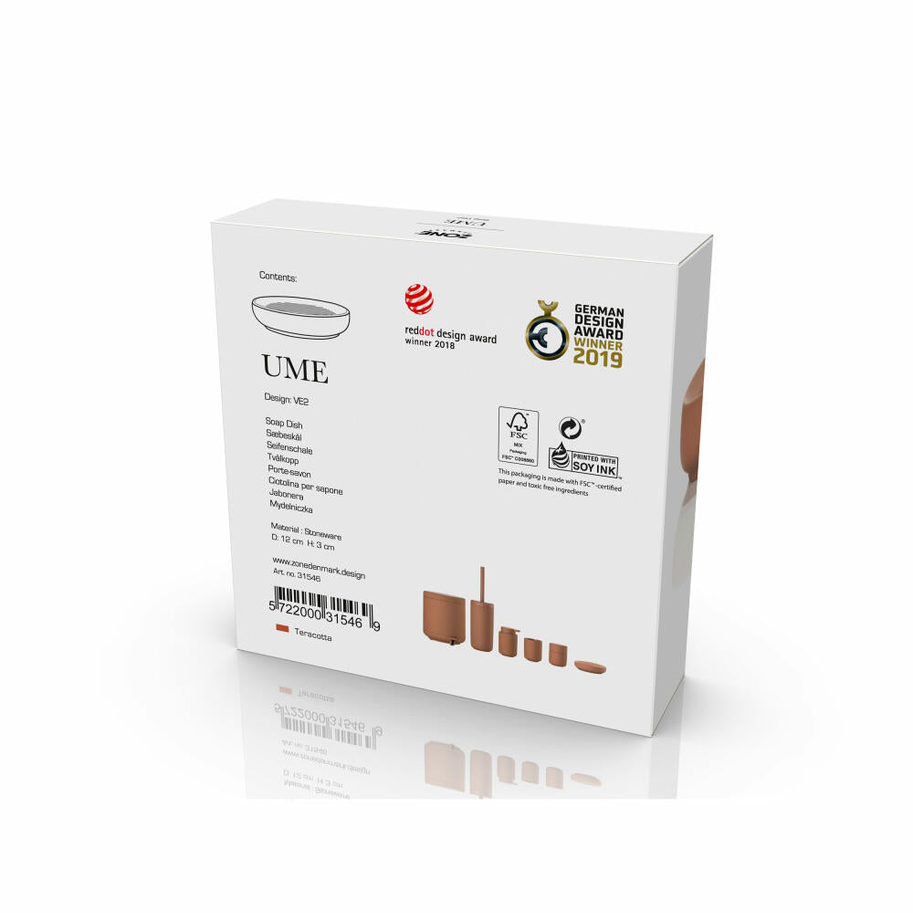 Zone Denmark Soap Dish Ume Terracotta, Soap Dish, Porcelain, Red, 31546