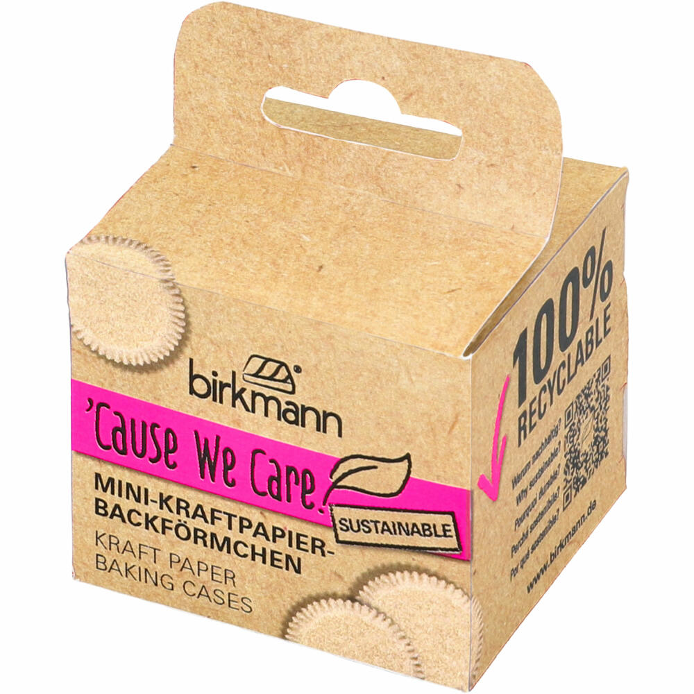 Birkmann Cause We Care Mini-Kraftpapierförmchen, 50 Stück, Muffinbackförmchen, Papierbackförmchen, Papier, Ø 4.5 cm, 889583