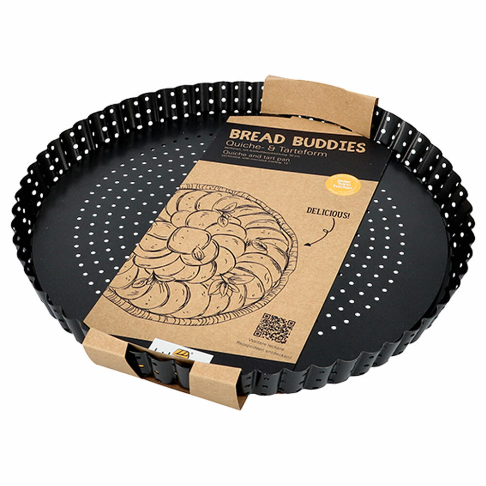 Birkmann Bread Buddies Quiche & Tart Pan, Baking Pan, Quiche Pan, Perforated, Carbon Steel, Ø 30 cm, 331112