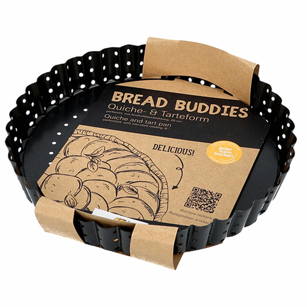 Birkmann Bread Buddies Quiche & Tart Pan, Baking Pan, Quiche Pan, Perforated, Carbon Steel, Ø 20 cm, 331099