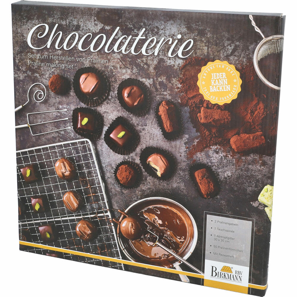 Birkmann Chocolaterie Pralinenset, 5-tlg., Pralinen Set, Abtropfgitter, Pralinenwerkzeug, Edelstahl, 410862