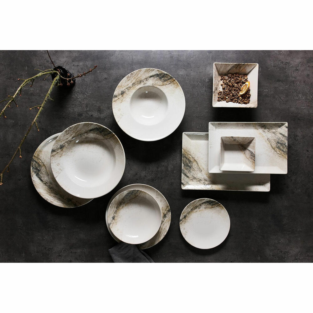 Ritzenhoff & Breker Arezzo gourmet plate, dinner plate, plate, decorative plate, stoneware, cream, Ø 28 cm, 433913