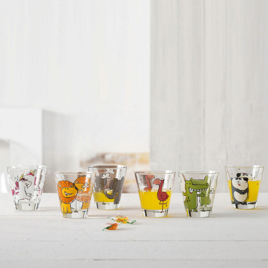Leonardo Kinderbecher-Set BAMBINI, 6 Becher, Trinkbecher, Gläser, Glas, Bunt, 120 ml, 017906