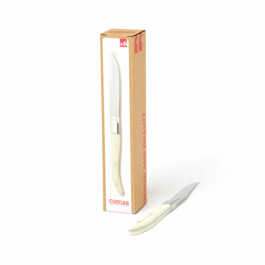 Comas Steakmesser ACR White 6er Set, Fleischmesser, Edelstahl, Acryl, Weiß, 22.5 cm, 7442