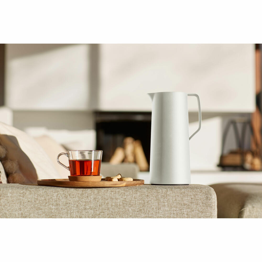 EMSA Motiva vacuum flask, insulated jug, jug, coffee pot, stainless steel, glass insulated flask, white, 1 L, N41704