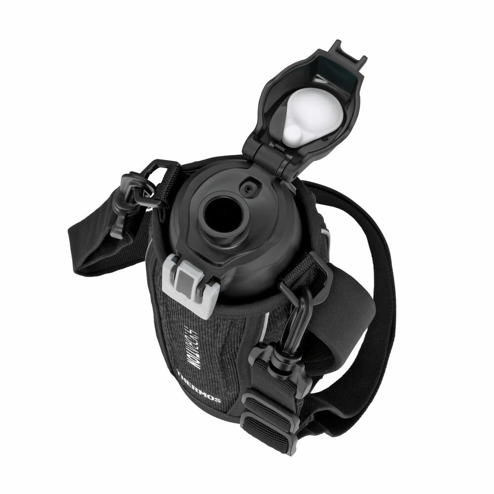 THERMOS Isolier-Trinkflasche ULTRALIGHT STRAP BOTTLE, Thermosflasche, Isoflasche, Flasche, Edelstahl, Charcoal Black Mat, 1 L, 4045232100