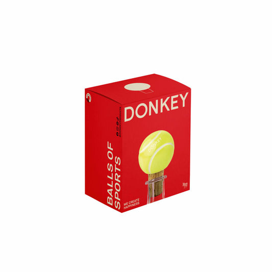 Donkey Products Flaschenverschluss Tennisball, Flaschenkorken, Stopfen, Porzellan, Kork, Gelb, 200631