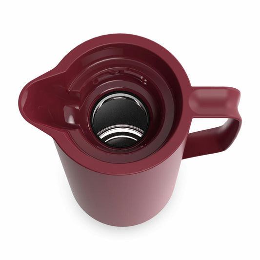 EMSA Motiva vacuum flask, insulated jug, jug, coffee pot, stainless steel, glass insulated flask, wine red, 1 L, N41702
