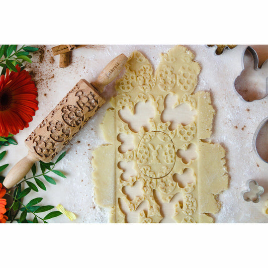 Folkroll Teigrolle Happy Easter, junior, 23 cm, Nudelholz, Prägerolle, Muster, Motiv, Rolle, Buchenholz, 331620