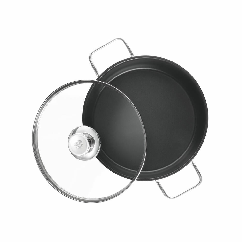 Schulte-Ufer Edena casserole pan with lid, Green Life, stainless steel 18/10, silver / black, 24 cm, 6877-983-24