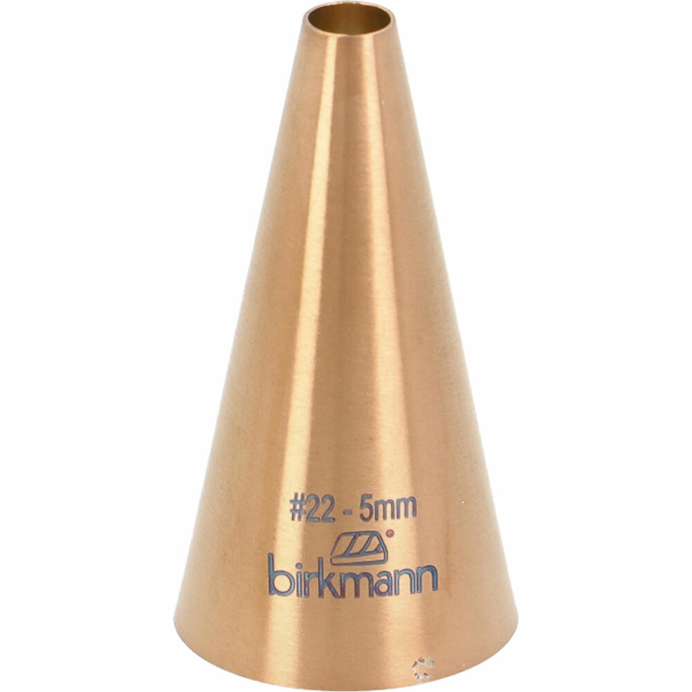 Birkmann perforated nozzle no. 22, piping nozzle, decorating nozzle, baking accessories, stainless steel, copper-colored, Ø 5 mm, 409033