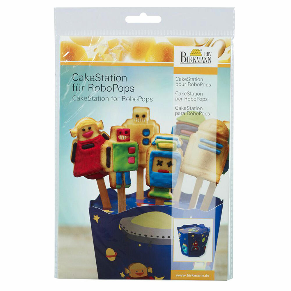 Birkmann CakeStations für RoboPops, Kuchenhalter, Kuchen Lolli, Backzubehör, Kunststoff / Pappe, Ø 17 cm, 443037